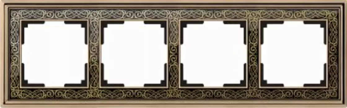 Рамка на 4 поста (золото/черный) WL77-Frame-04 Werkel