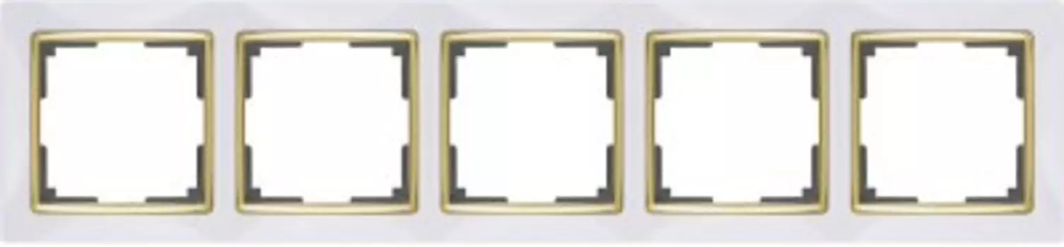 Рамка на 5 постов (белый/золото) WL03-Frame-05-white-GD Werkel