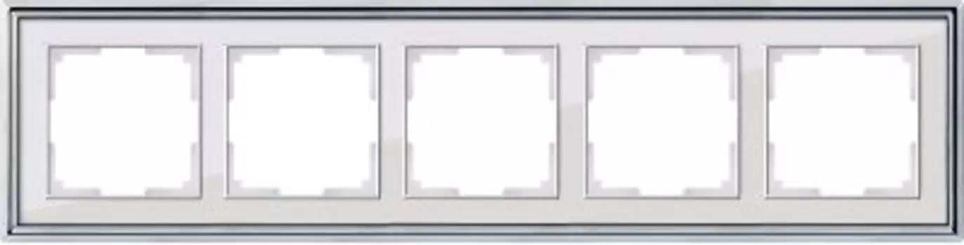 Рамка на 5 постов (хром/белый) WL17-Frame-05 Werkel