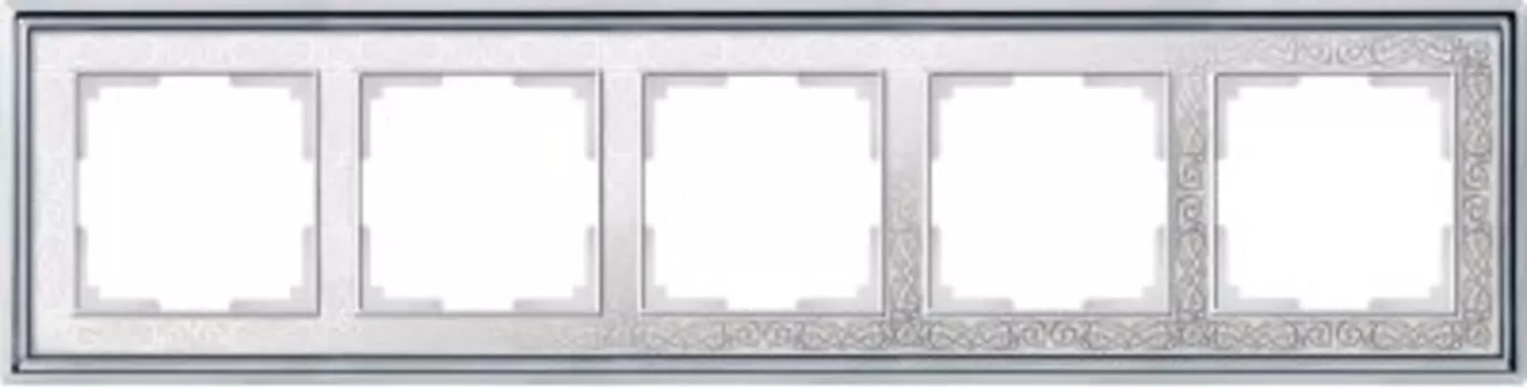 Рамка на 5 постов (хром/белый) WL77-Frame-05 Werkel