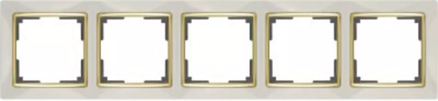 Рамка на 5 постов (слоновая кость/золото) WL03-Frame-05-ivory-GD Werkel