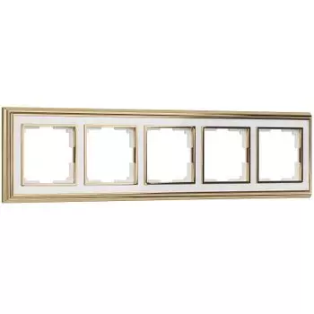 Рамка на 5 постов (золото/белый) Werkel W0051329