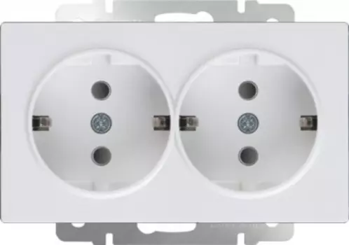 Розетка двойная с заземлением (белая) WL01-SKG-02-IP20 Werkel