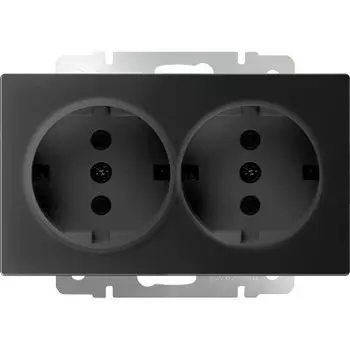 Розетка двойная с заземлением (черный матовый) WL08-SKG-02-IP20 Werkel
