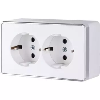 Розетка двойная с заземлением Gallant (белая) Werkel WL15-02-03