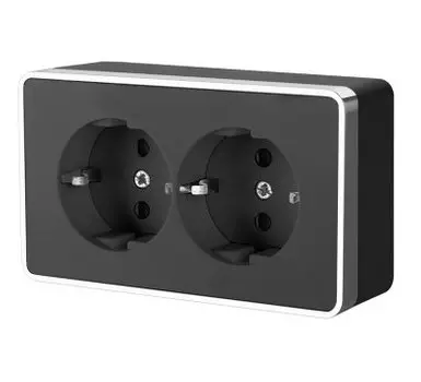 Розетка двойная с заземлением Gallant (черный/хром) WL15-02-03