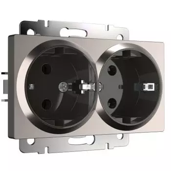 Розетка двойная с заземлением (глянцевый никель) W1172002 Werkel