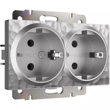 Розетка двойная с заземлением (серебряный) W1272006 Werkel