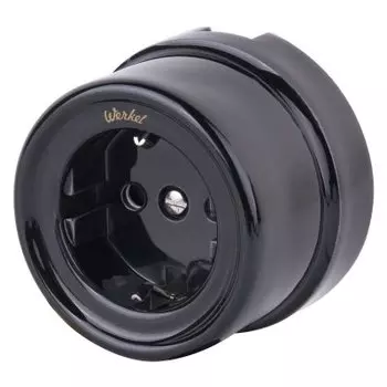 Розетка с заземлением (черный) Ретро WL18-03-01 Werkel