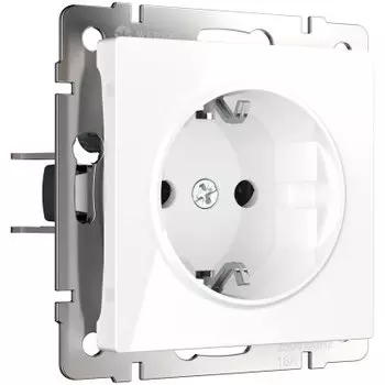 Розетка с заземлением и шторками (белая) W1171101 Werkel