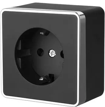 Розетка с заземлением и шторками Gallant (черный/хром) WL15-02-02 Werkel