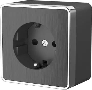 Розетка с заземлением и шторками Gallant (графит рифленый) WL15-02-02 Werkel