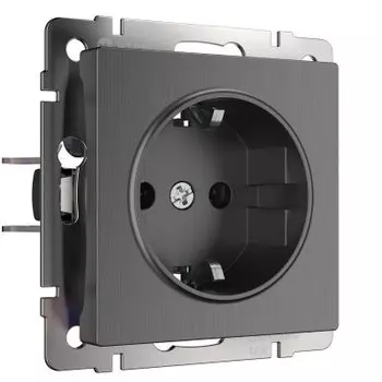 Розетка с заземлением и шторками (графит рифленый) W1171104 Werkel