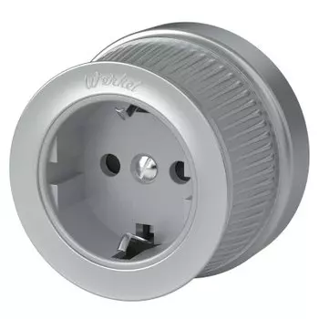 Розетка с заземлением и шторками (Матовый хром) ретро WL19-10-02 Werkel