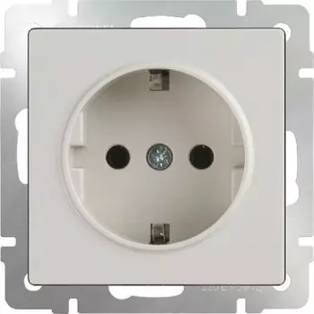 Розетка с заземлением и шторками (слоновая кость) WL03-SKGS-01-IP44-ivory Werkel
