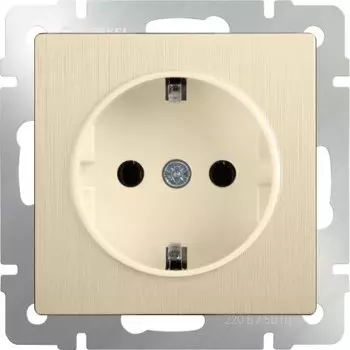 Розетка с заземлением (шампань рифленый) WL10-SKG-01-IP20 Werkel