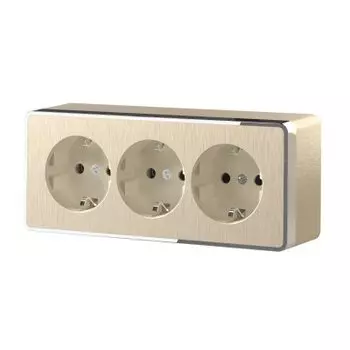 Розетка тройная с заземлением и шторками Gallant (шампань рифленый) Werkel W5073110