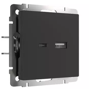 Розетка USB тип A+С (черный матовый) W1171808 Werkel