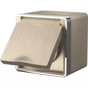 Розетка влагозащ. с зазем. с защит. крышкой и шторками Gallant (шампань рифленый) WL15-02-04 Werkel