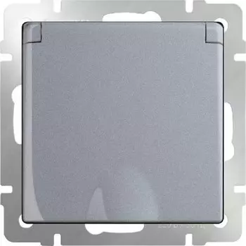 Розетка влагозащ. с зазем. с защит. крышкой и шторками (серебряный) WL06-SKGSC-01-IP44 Werkel