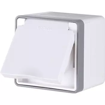 Розетка влагозащ. с зазем. с защит. крышкой и шторками Gallant (белая) WL15-02-04 Werkel