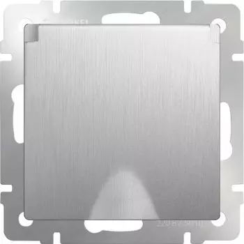 Розетка влагозащ. с зазем. с защит. крышкой и шторками (cеребряный рифленый) WL09-SKGSC-01-IP44 Werkel