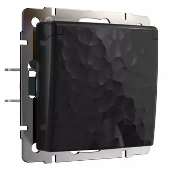 Розетка влагозащ. с зазем. с защит. крышкой и шторками (черный) W1271208 Werkel