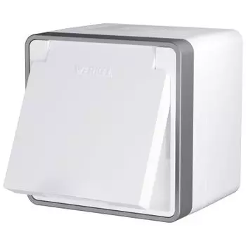 Розетка влагозащ. с зазем. с защит. крышкой и шторками Gallant (белая) W5071201 Werkel