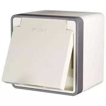 Розетка влагозащ. с зазем. с защит. крышкой и шторками Gallant (слоновая кость) W5071203 Werkel