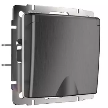 Розетка влагозащ. с зазем. с защит. крышкой и шторками (графит рифленый) WL04-SKGSC-01-IP44 Werkel