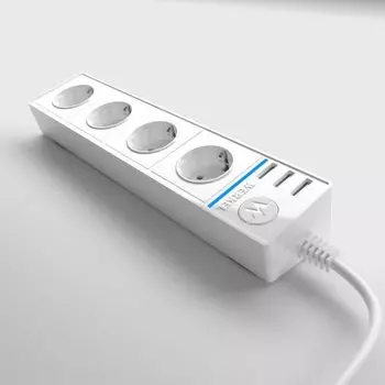 Розеточный блок 4-х местный + 3 USB белый WL20-04-03 Werkel