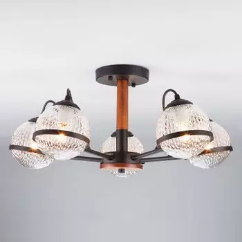 Люстра потолочная Евросвет 70081/5 черный с деревом