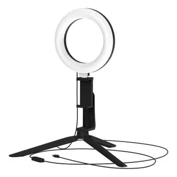 Светильник Gauss кольцевой 10W 600lm 3000-6500K 5V USB IP20 160*23мм черный дим, пульт LED (RL001)