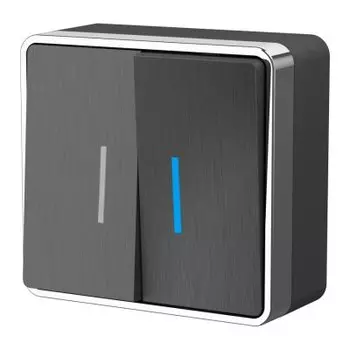 Выключатель двухклавишный с подсветкой Gallant (графит рифленый) W5020104 Werkel