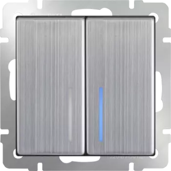 Выключатель двухклавишный с подсветкой (глянцевый никель) WL02-SW-2G-LED Werkel