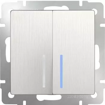 Выключатель двухклавишный с подсветкой (перламутровый рифленый) WL13-SW-2G-LED Werkel