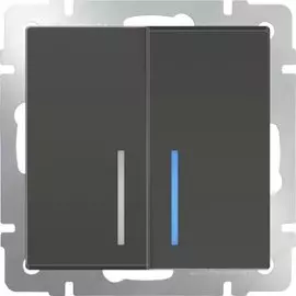 Выключатель двухклавишный с подсветкой (серо-коричневый) WL07-SW-2G-LED Werkel