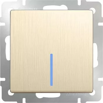 Выключатель одноклавишный проходной с подсветкой (шампань рифленый) WL10-SW-1G-2W-LED Werkel