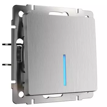 Выключатель одноклавишный с подсветкой (cеребряный рифленый) W1110109 Werkel