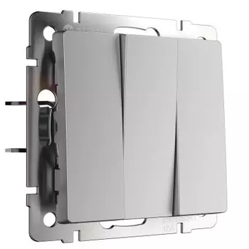 Выключатель трехклавишный (серебряный) WL06-SW-3G Werkel