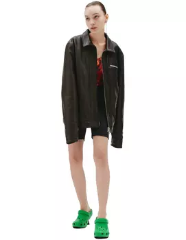 Кожаный куртка с принтом штрихкода