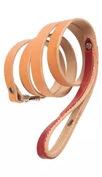 Кожаный поводок с красной ручкой