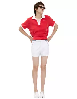 White button-down shorts