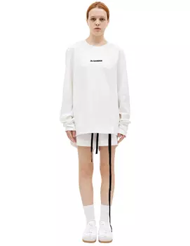 Белый лонгслив с логотипом