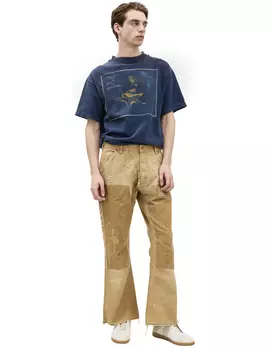 Beige cotton flare jeans