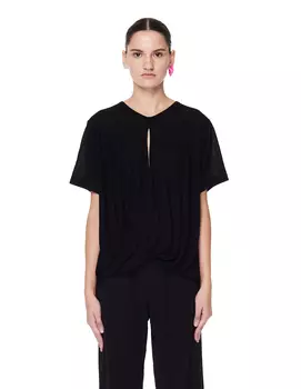 Черный драпированный топ