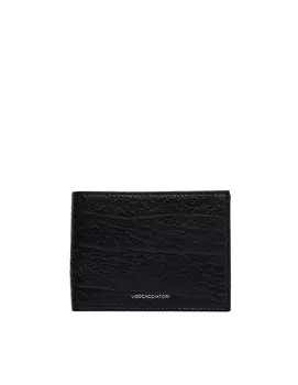 Black Grained Leather Pocket Waller