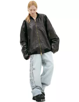 Black leather bomber