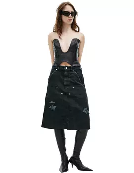 Black leather corset