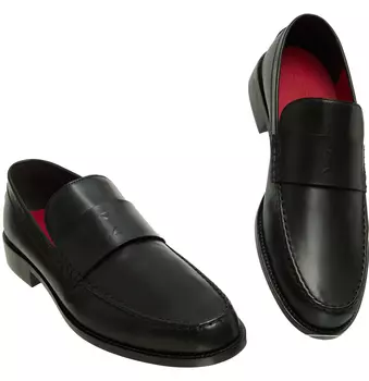 Black leather loafers
